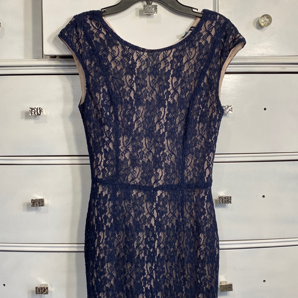 Blue dress.
